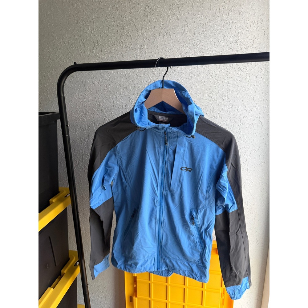 Outdoor Research Ferrosi Hooded Jacket Blue Gray Softshell XS 269187